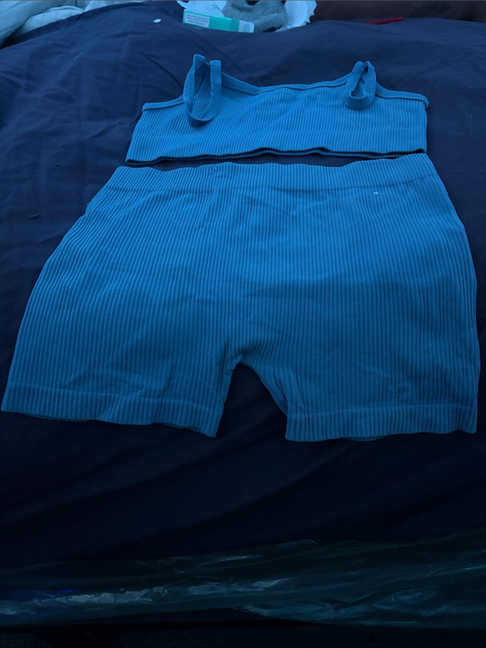 love J Ribbed Teal Bike Shorts